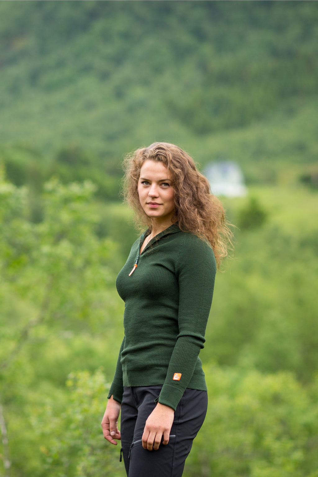 Maglione in lana con mezza zip Anti-Tex 2.0, Verde oliva